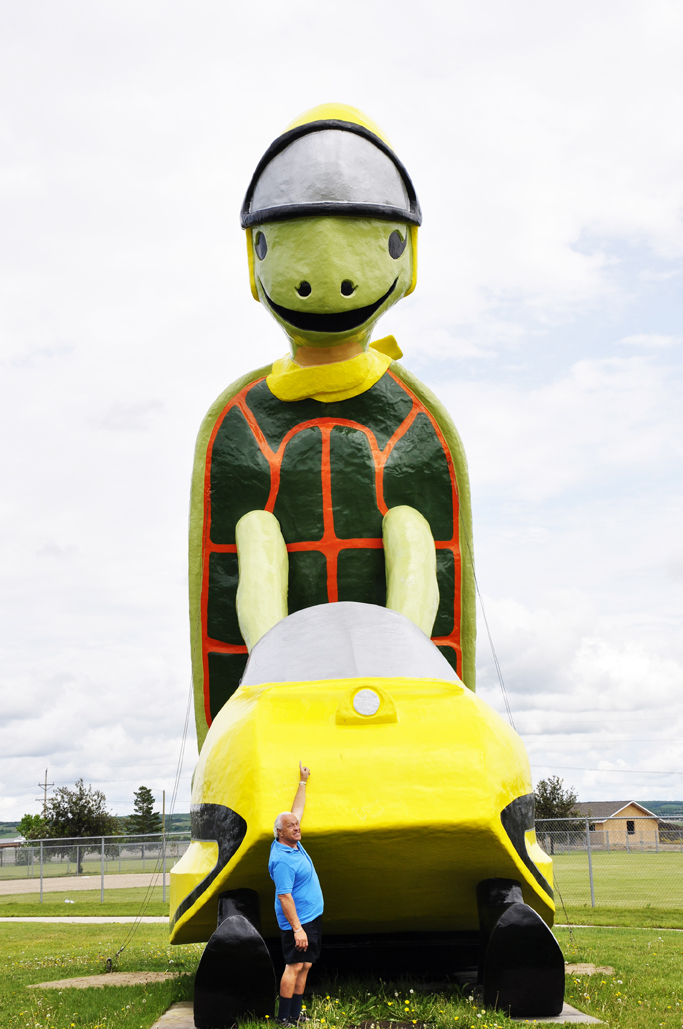 Tommy the giant turtle in Bottineau, North Dakota